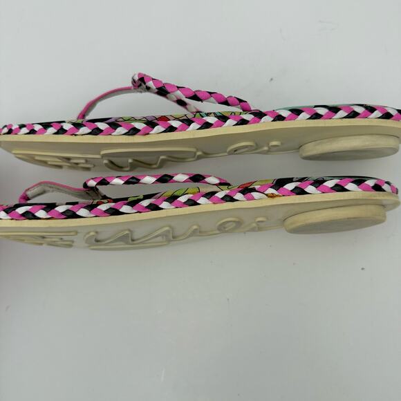 Emilio Pucci Multicolor Printed Flip Flop Slides Shoes Pink/Black | Fit US 9.5 - Picture 8 of 11